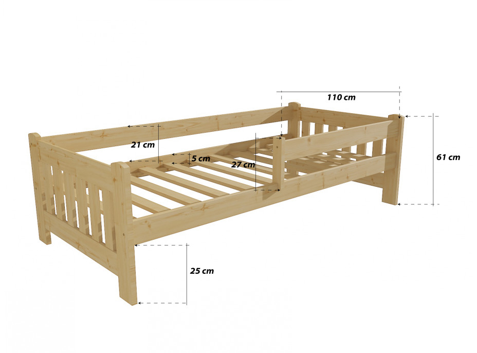 Dětská postel z MASIVU 200x80 cm bez šuplíku - DP022
