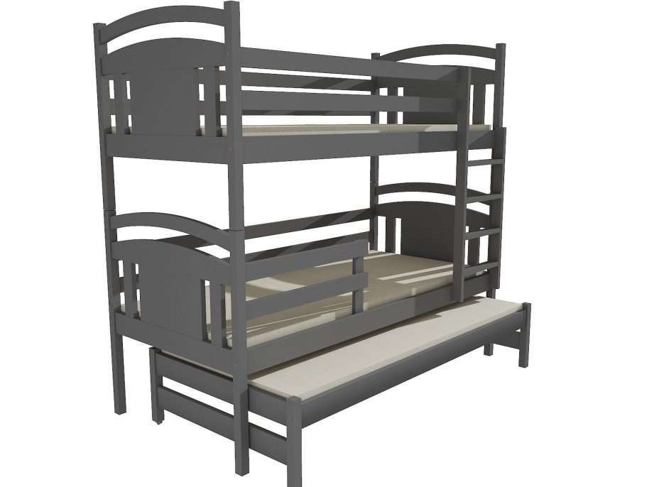 Dětská patrová postel s přistýlkou z MASIVU 200x80cm SE ŠUPLÍKY - PPV006