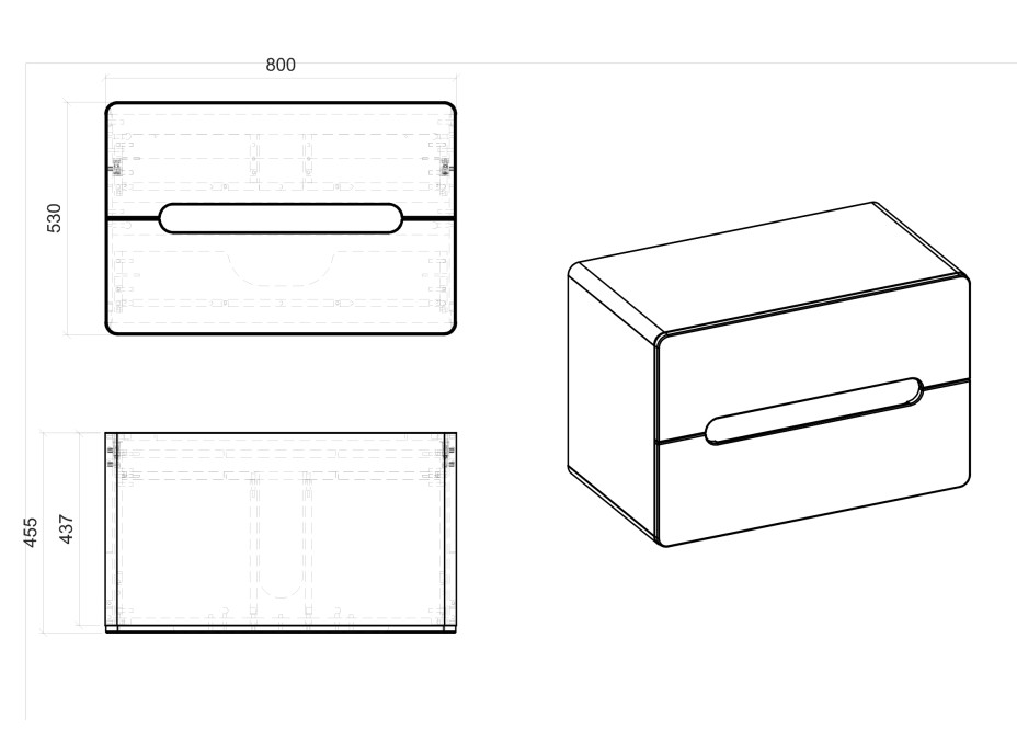 Koupelnová závěsná skříňka pod umyvadlo na desku BÁRA cosmos 80 cm