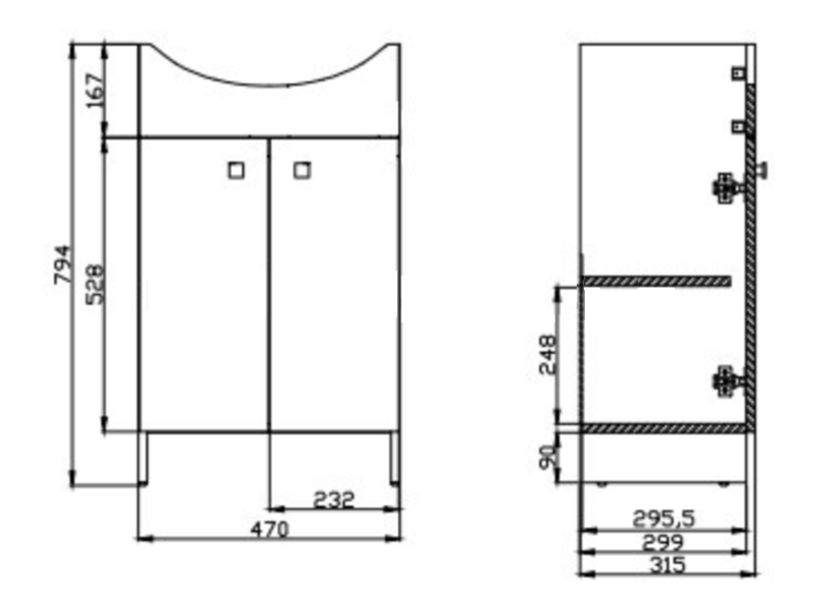 Koupelnová skříňka s umyvadlem CERSANIT SATI CERSANIA 50 DSM (S567-002-DSM)