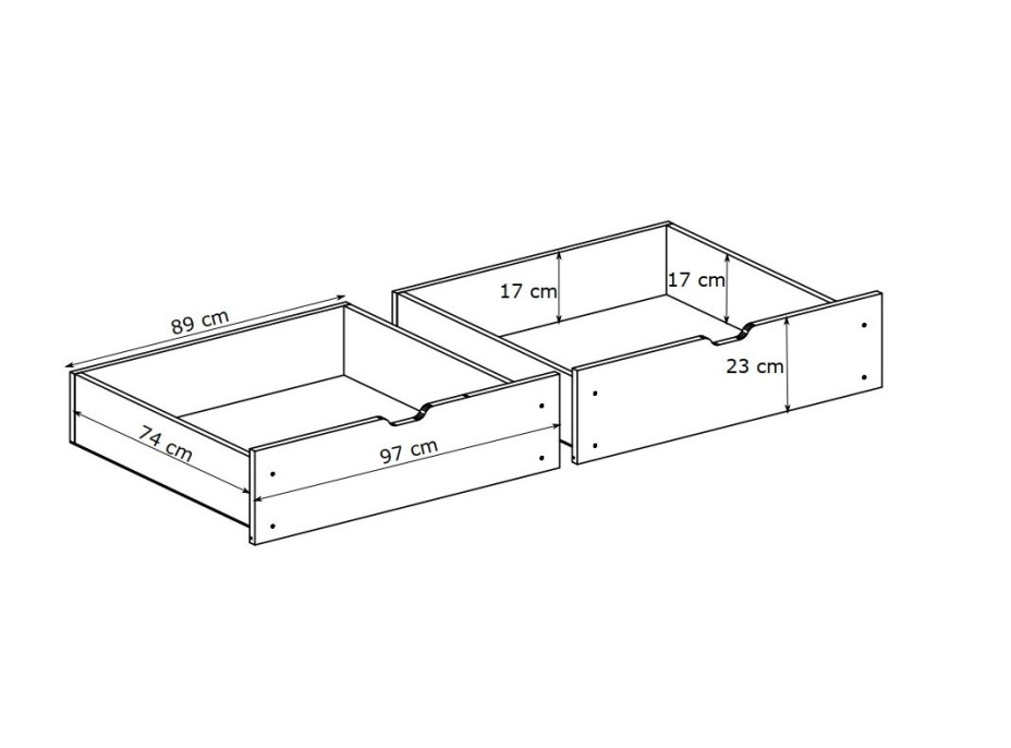Dětská postel z masivu borovice TARY se šuplíky - 200x90 cm - přírodní