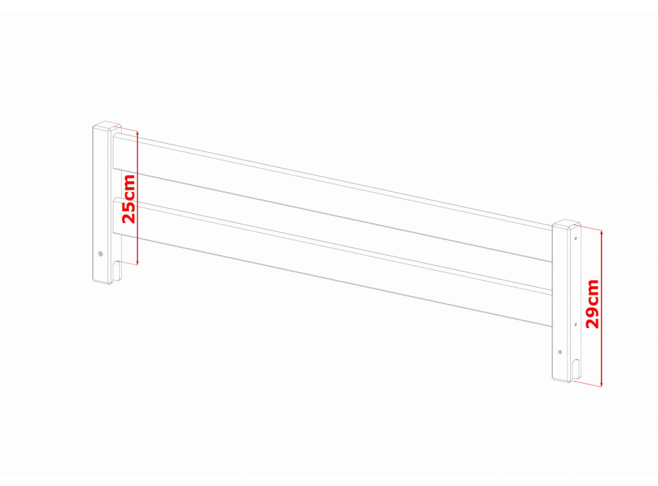 Odnímatelná zábrana z masivu na desku 20 mm - 88 cm