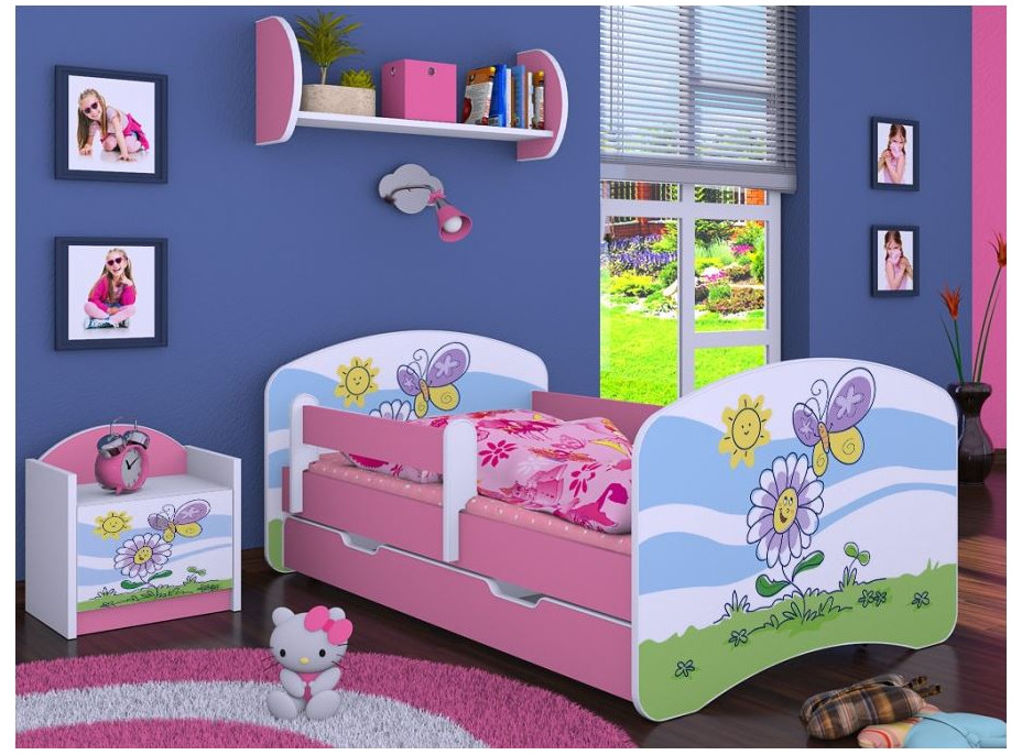 Dětská postel se šuplíkem 160x80cm PALOUČEK - růžová