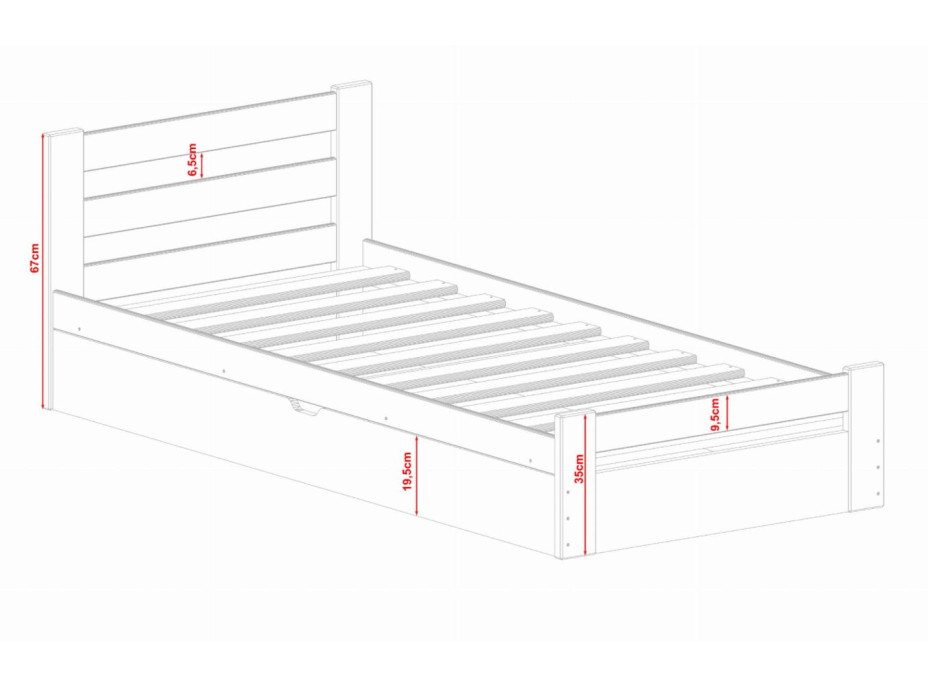 Dětská postel z masivu borovice BELA s úložným prostorem - 200x90 cm - bílá