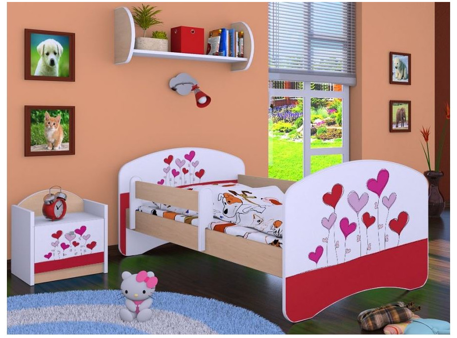 Dětská postel bez šuplíku 180x90cm LOVE - světlá hruška