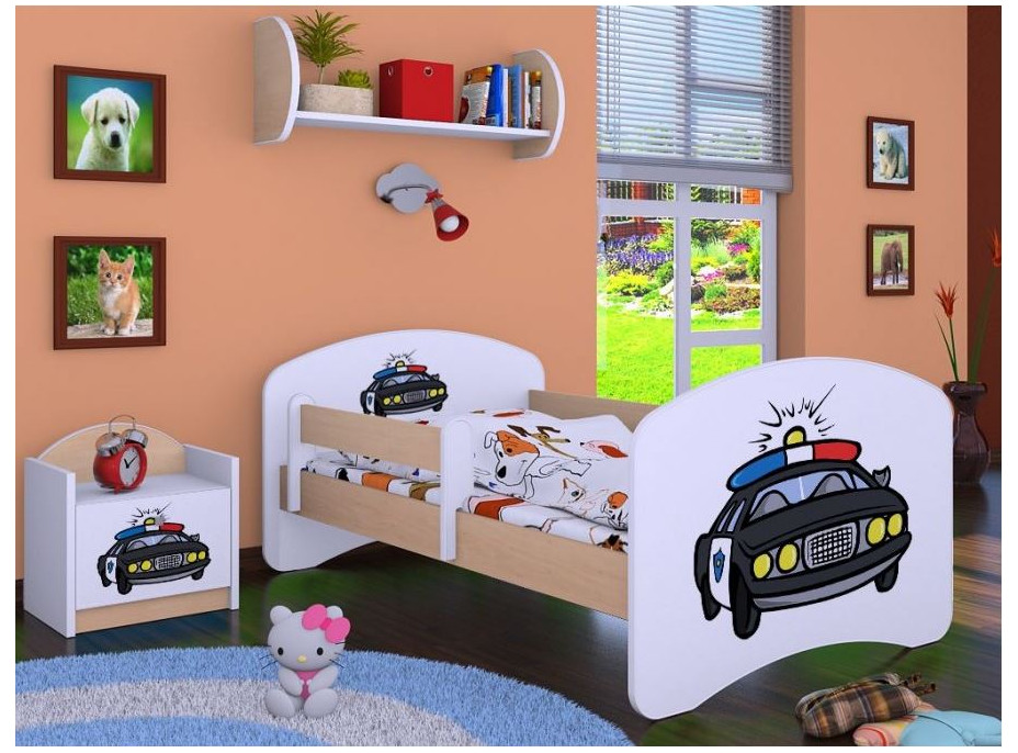 Dětská postel bez šuplíku 180x90cm POLICIE - světlá hruška