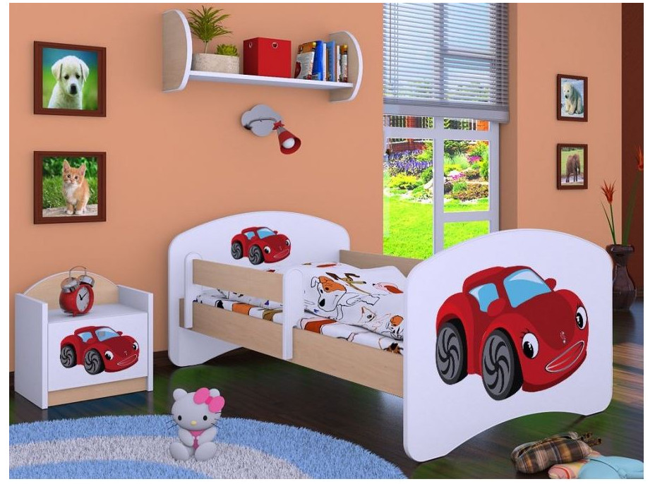 Dětská postel bez šuplíku 160x80cm RED CAR - světlá hruška