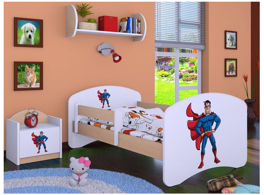 Dětská postel bez šuplíku 180x90cm SUPERMAN - světlá hruška