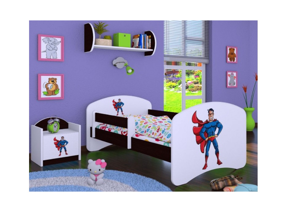 Dětská postel bez šuplíku 180x90cm SUPERMAN - kaštan wenge