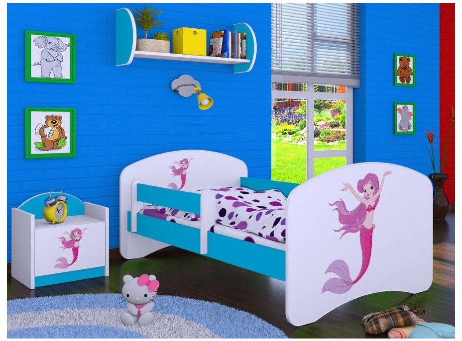 Dětská postel bez šuplíku 180x90cm MALÁ MOŘSKÁ VÍLA - modrá