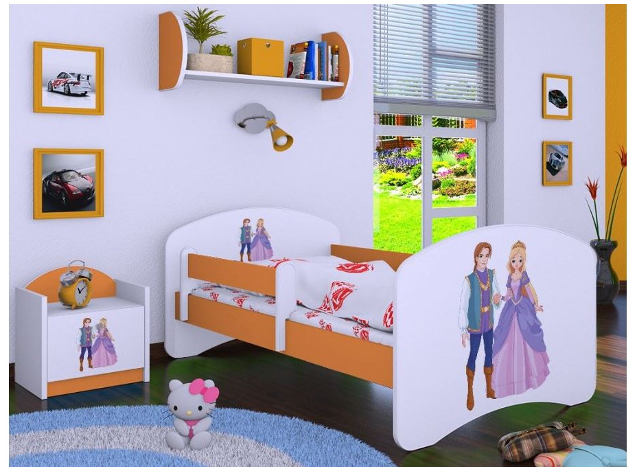 Dětská postel bez šuplíku 180x90cm PRINC A PRINCEZNA - oranžová
