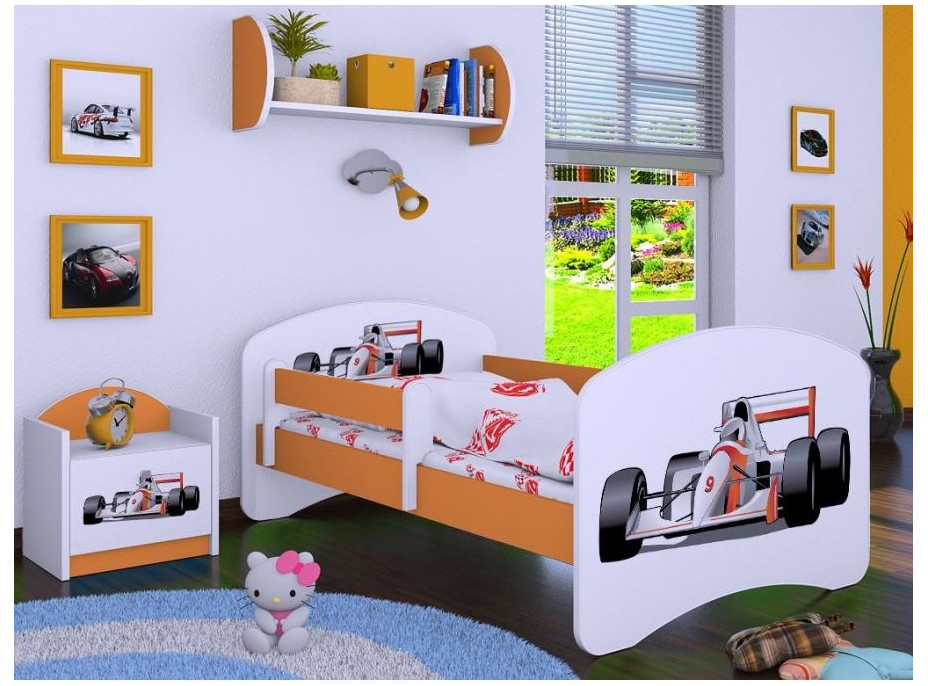 Dětská postel bez šuplíku 160x80cm FORMULE F1 - oranžová