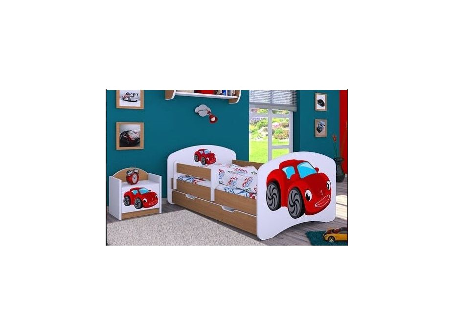 Dětská postel se šuplíkem 180x90cm RED CAR - buk