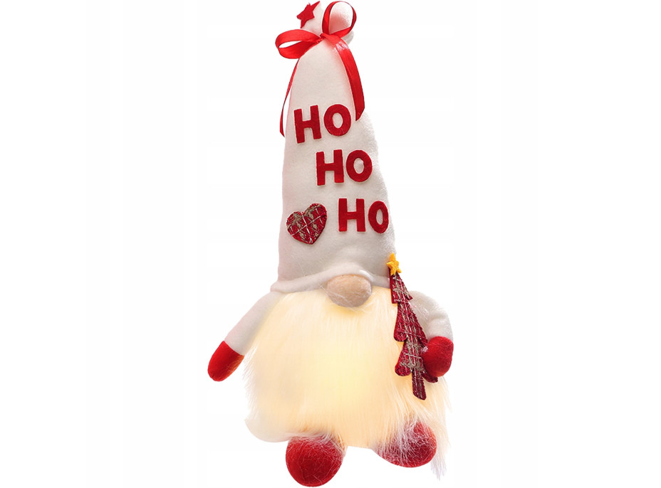 Vánoční LED skřítek 36 cm - "HO HO HO"