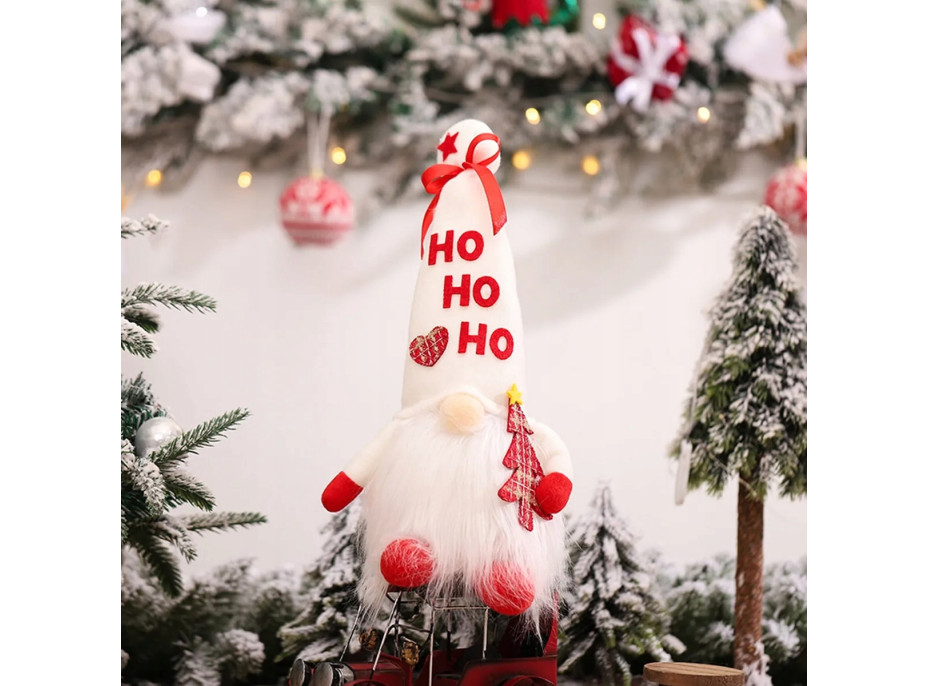 Vánoční LED skřítek 36 cm - "HO HO HO"