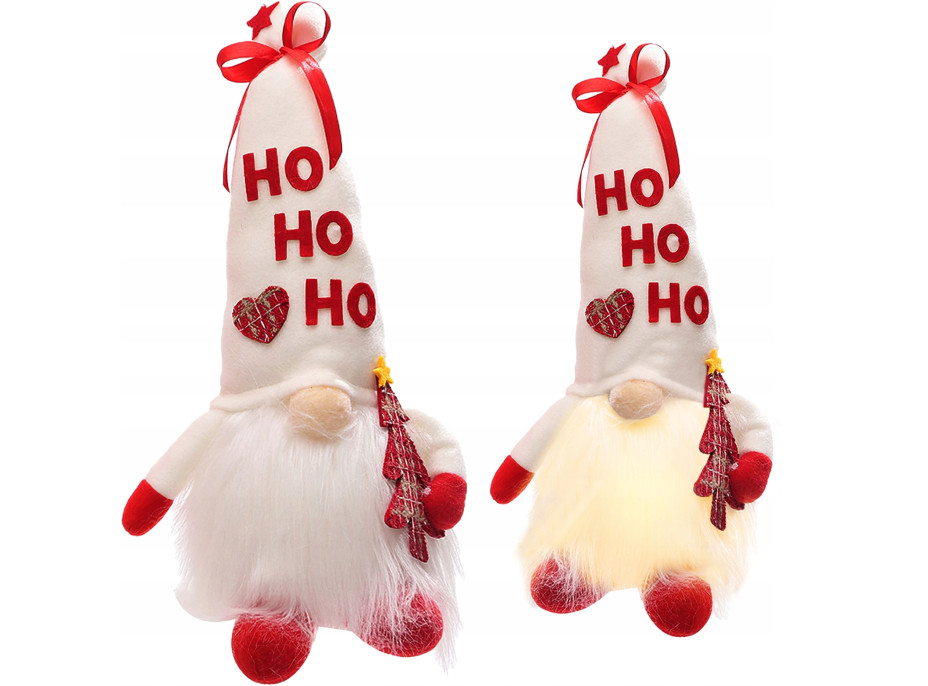 Vánoční LED skřítek 36 cm - "HO HO HO"