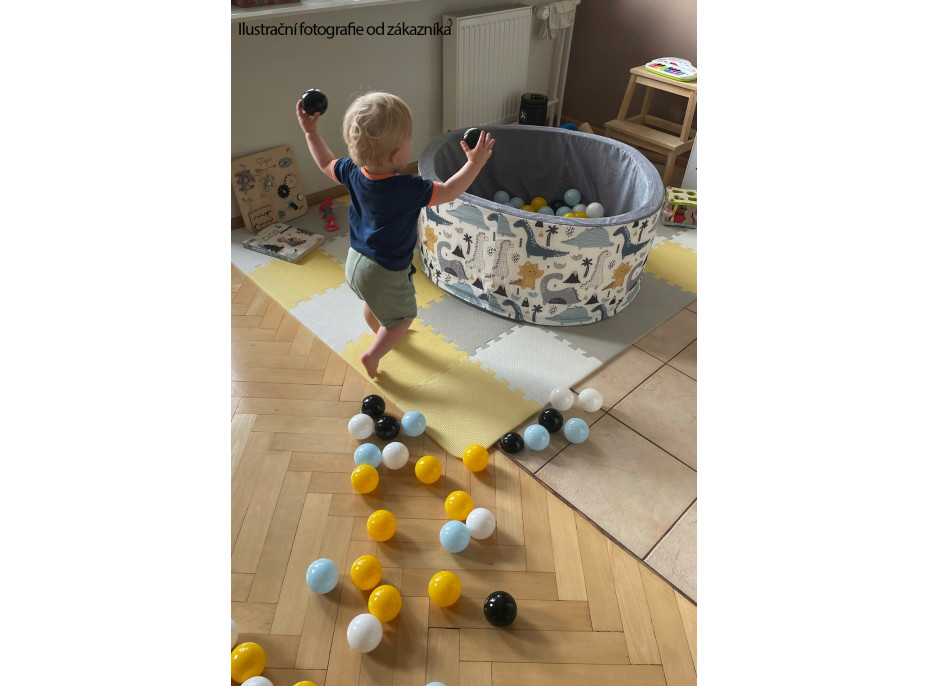 Dětský molitanový bazének BÍLÉ HVĚZDIČKY + 200 kuliček - šedý