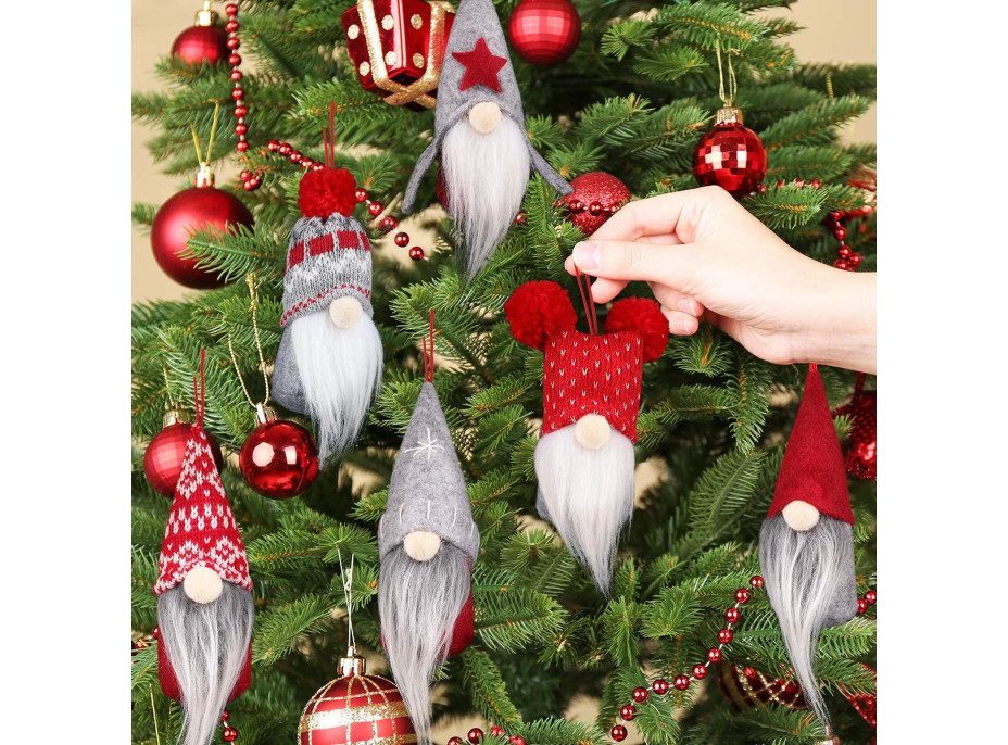 Vánoční závěsná ozdoba na stromeček - SKŘÍTEK - 16 cm - šedý