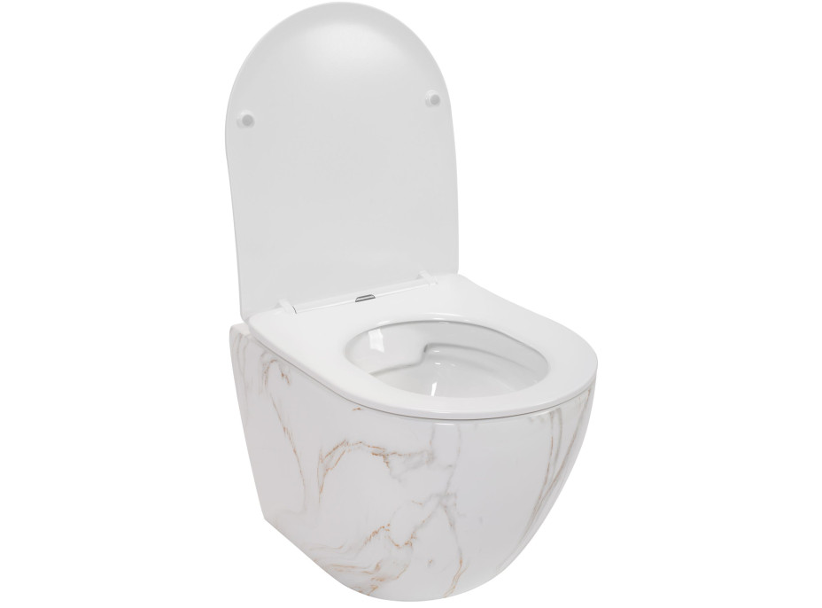 Závěsné WC MAXMAX Rea CARLOS RIMLESS AIAX - světle béžové - imitace kamene + Duroplast sedátko flat