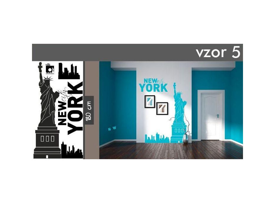 Samolepky na zeď MĚSTA XXL color - NEW YORK CITY - světle modrá