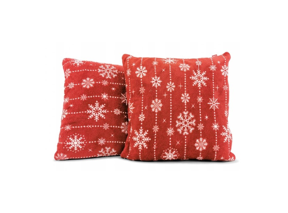 Vánoční polštář NOVEL 40x40 cm - sněhové vločky - červená/bílá