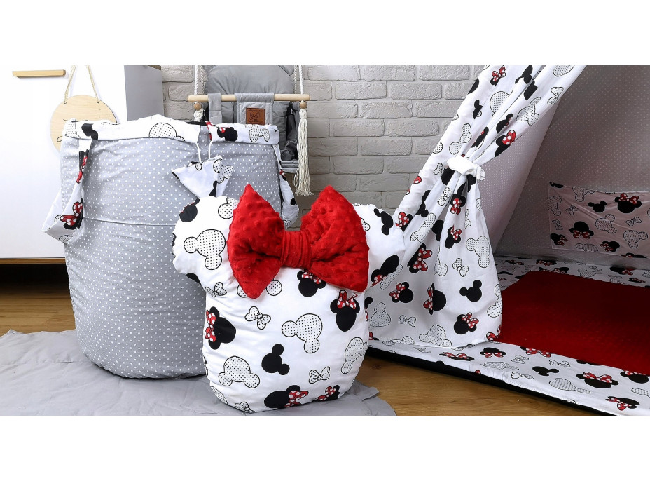 Dětský stan TEEPEE (TÝPÍ) EXCLUSIVE s doplňky - MYŠKA MINNIE - červený