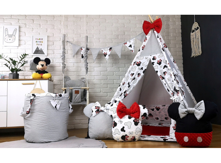 Dětský stan TEEPEE (TÝPÍ) EXCLUSIVE s doplňky - MYŠKA MINNIE - červený