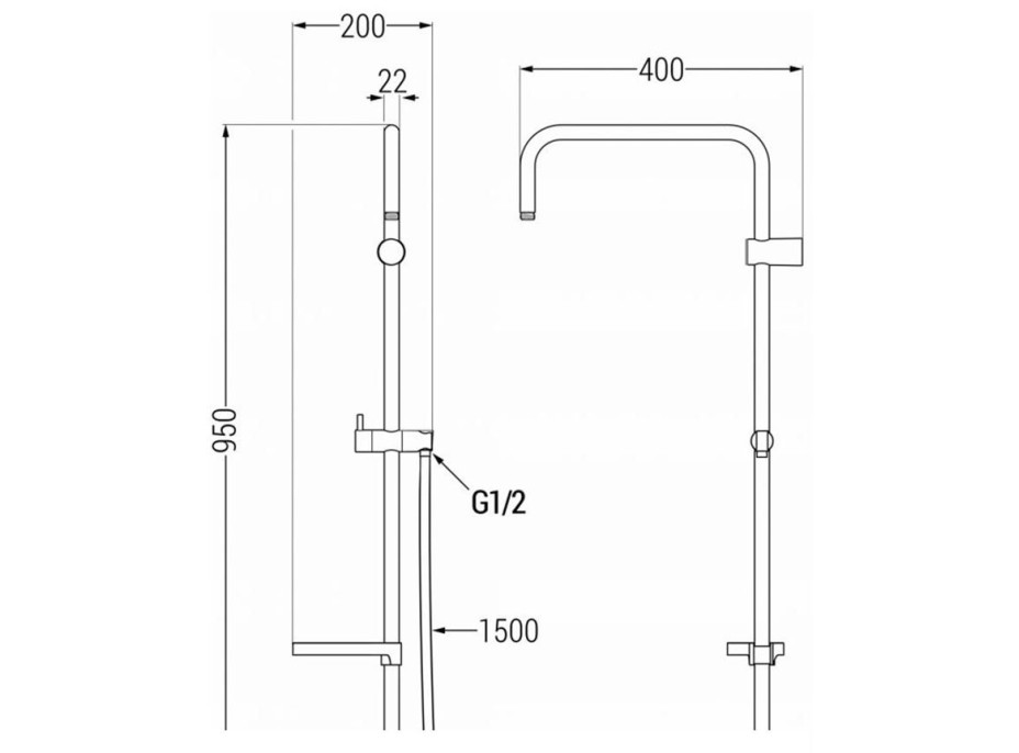 Sprchová kovová tyč s držákem na ruční sprchu, dešťovou hlavici a mýdlo MEXEN X - 95 cm - chromová + hadice 150 cm, 79391-00