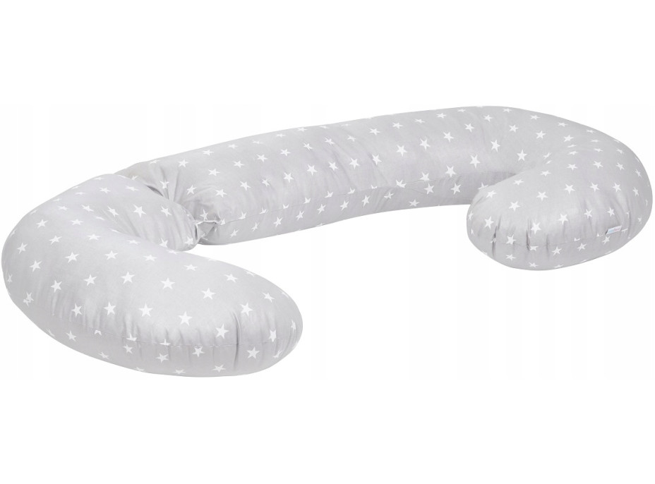 Těhotenský a kojicí polštář BABYMAM PREMIUM 300 cm 3v1 - Bílé hvězdičky s šedou