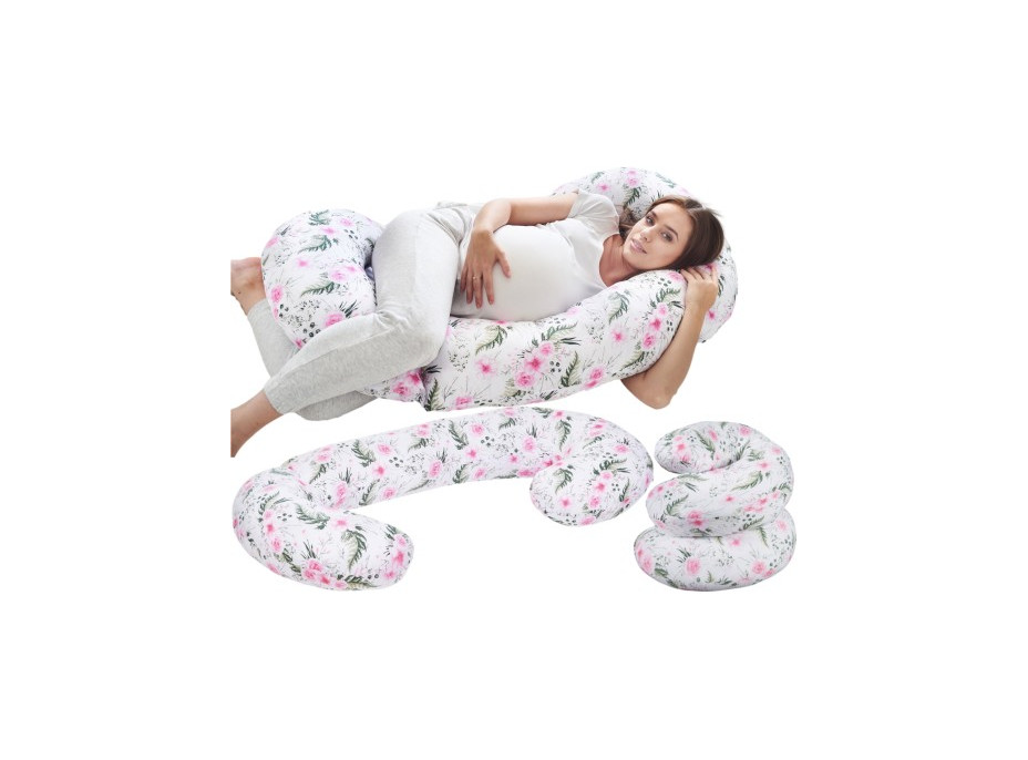 Těhotenský a kojicí polštář BABYMAM PREMIUM 300 cm 3v1 - Květy v zahradě