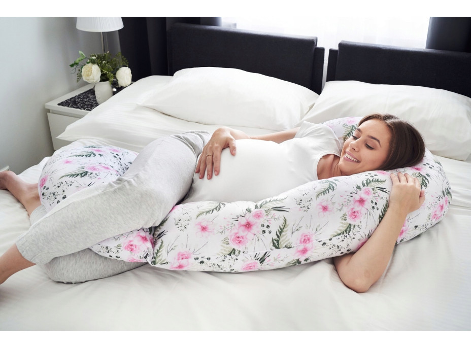 Těhotenský a kojicí polštář BABYMAM PREMIUM 300 cm 3v1 - Květy v zahradě