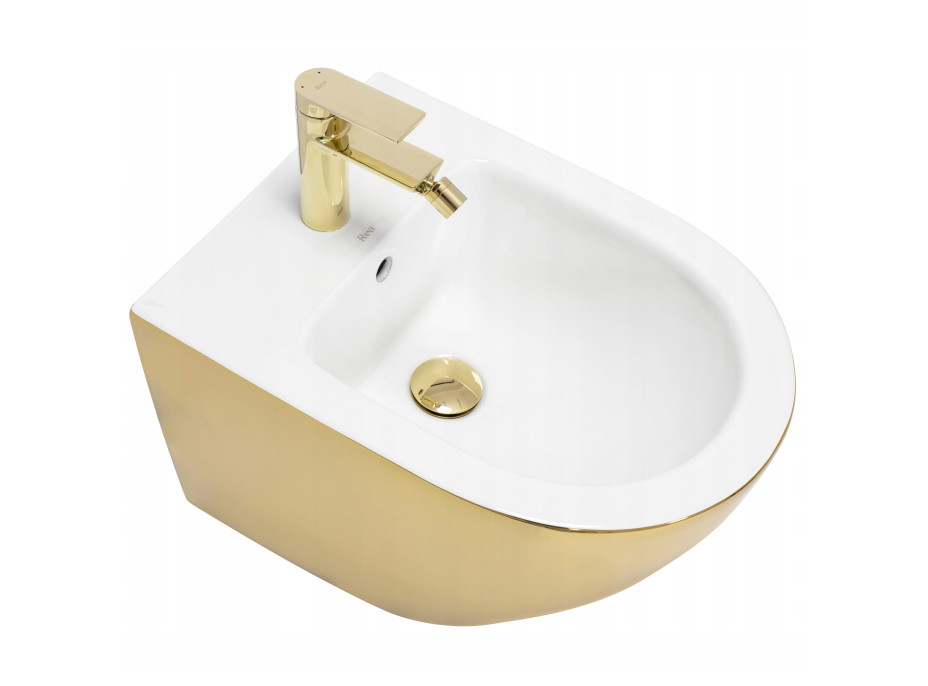 Závěsný bidet MAXMAX Rea CARLO mini - bílý/zlatý