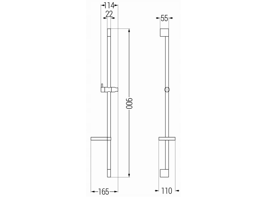 Sprchová kovová tyč s držákem na ruční sprchu a mýdlo MEXEN DS - 90 cm - chromová, 79383-00