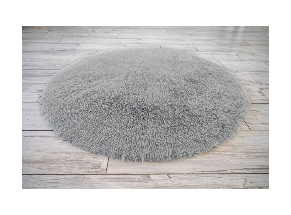 Plyšový kulatý koberec SOFT 70 cm - šedý