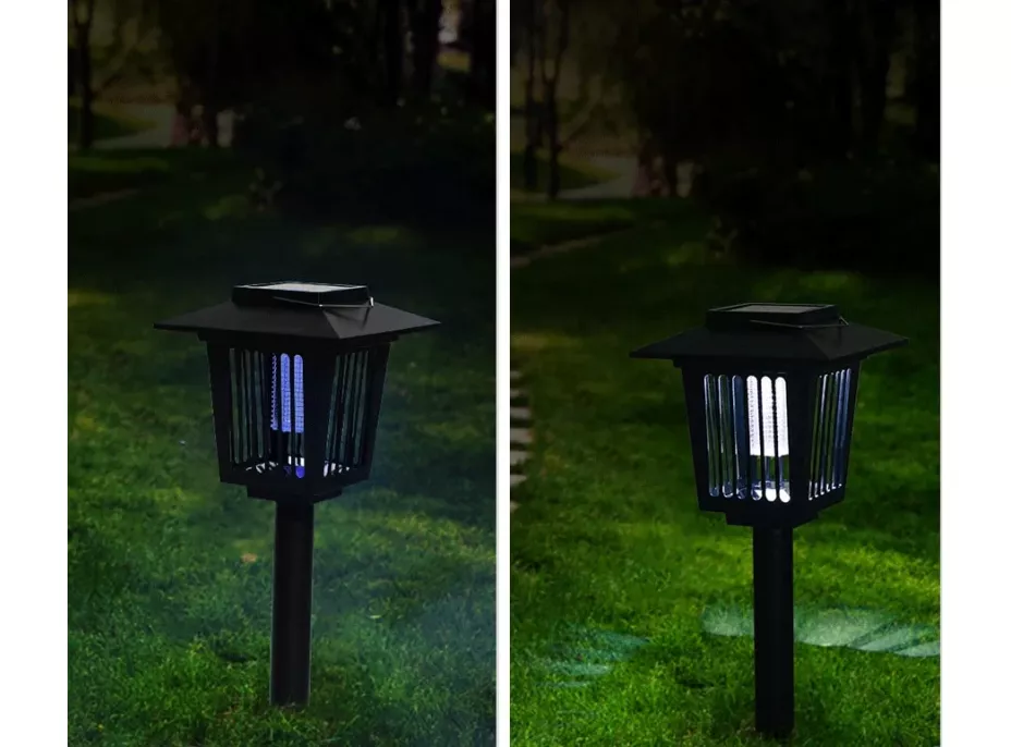 Zahradní LED solární lampa do země REPEL 57x15 cm - lapač hmyzu - černá