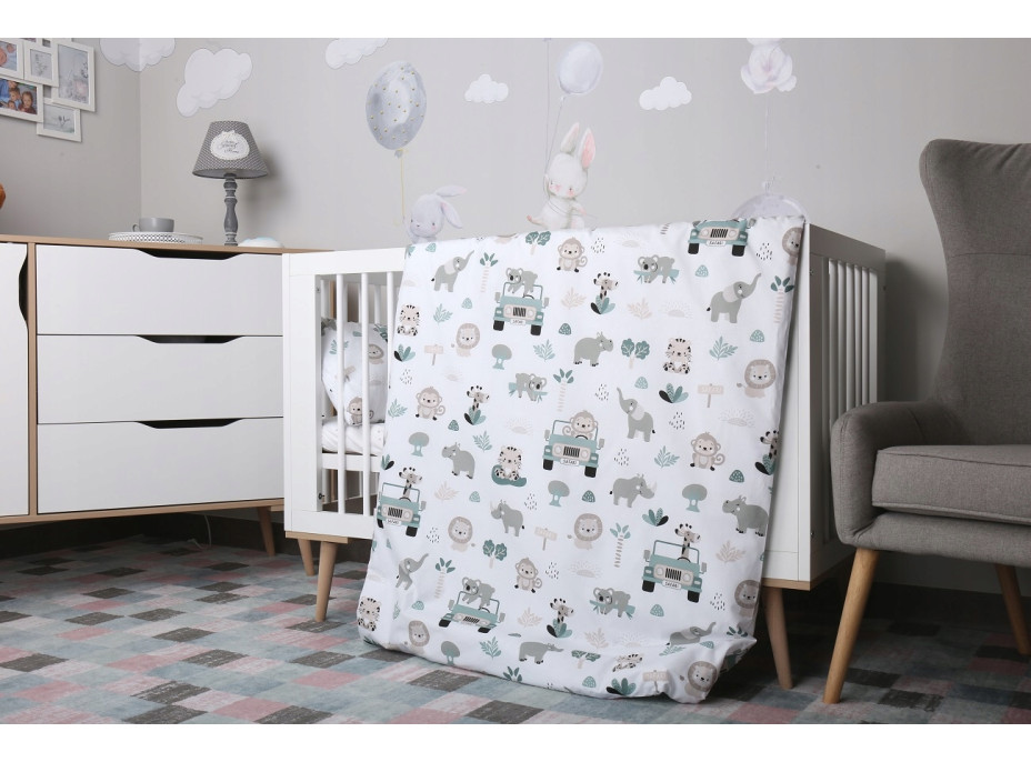 Dětské bavlněné povlečení do postýlky 120x90 cm BABYMAM PREMIUM - Na safari