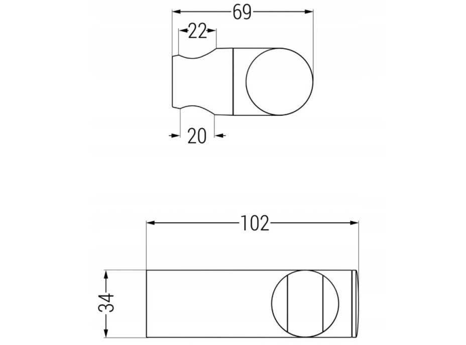 Držák sprchy MAXMAX MEXEN - kulatý boční - černý, 79356-70