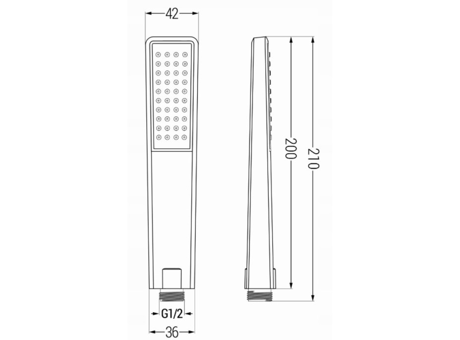 Ruční sprchová hlavice MAXMAX MEXEN R-72 - 1 funkce - 200x42 mm - černá, 79572-70