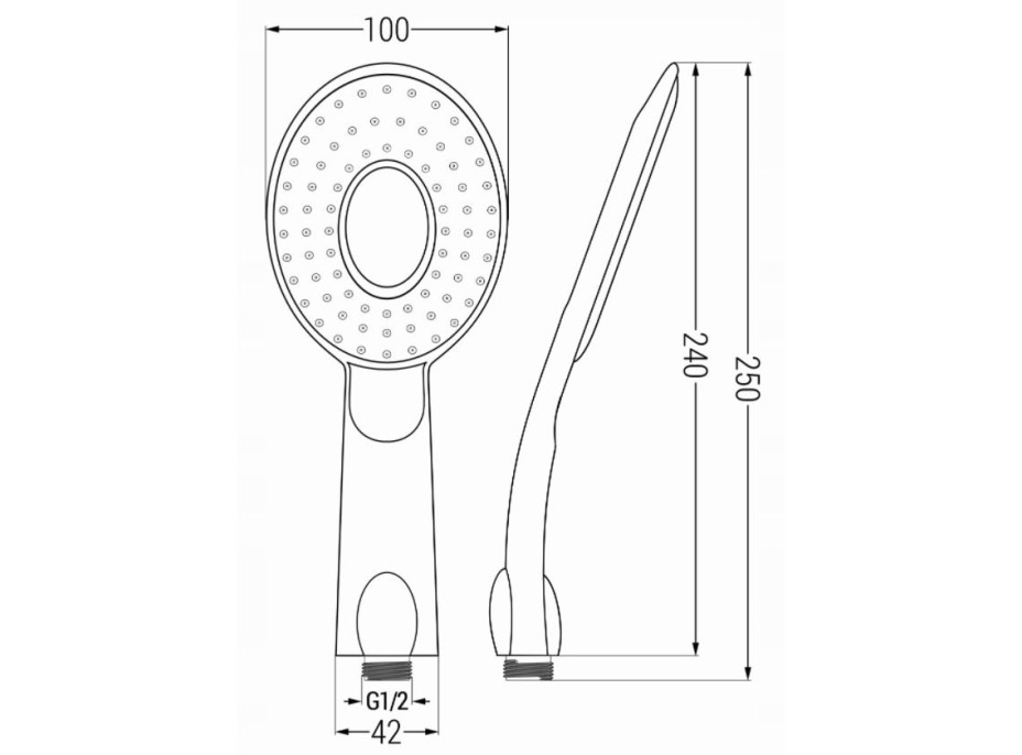 Ruční sprchová hlavice MAXMAX MEXEN R-73 - 1 funkce - 240x100 mm - černá, 79573-70