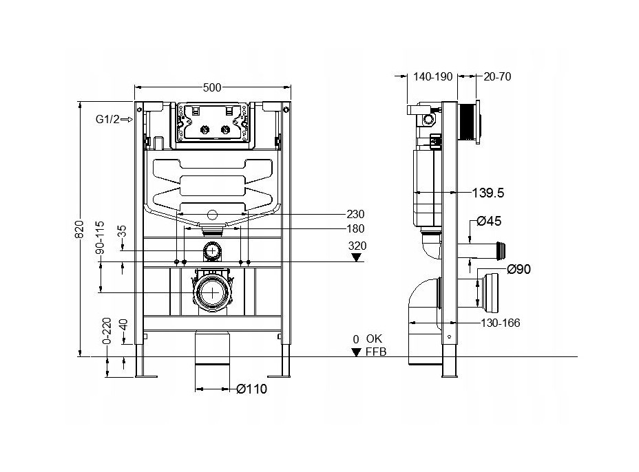 WC modul Mexen Fenix XS-F - nízký - tlačítko zepředu, 60800