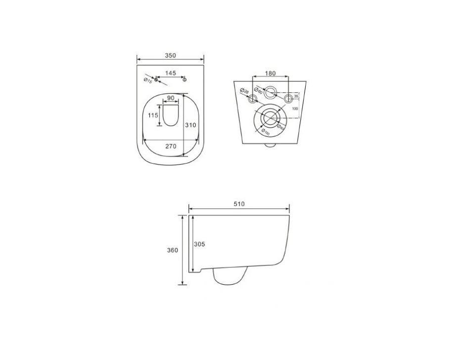 Závěsné WC STELLA RIMLESS - bílé + Duroplast sedátko slimplus