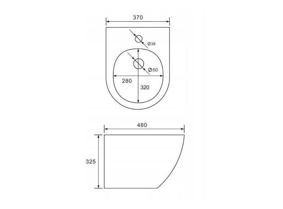 Závěsný bidet MEXEN LENA 48 cm - černý lesklý, 35224870