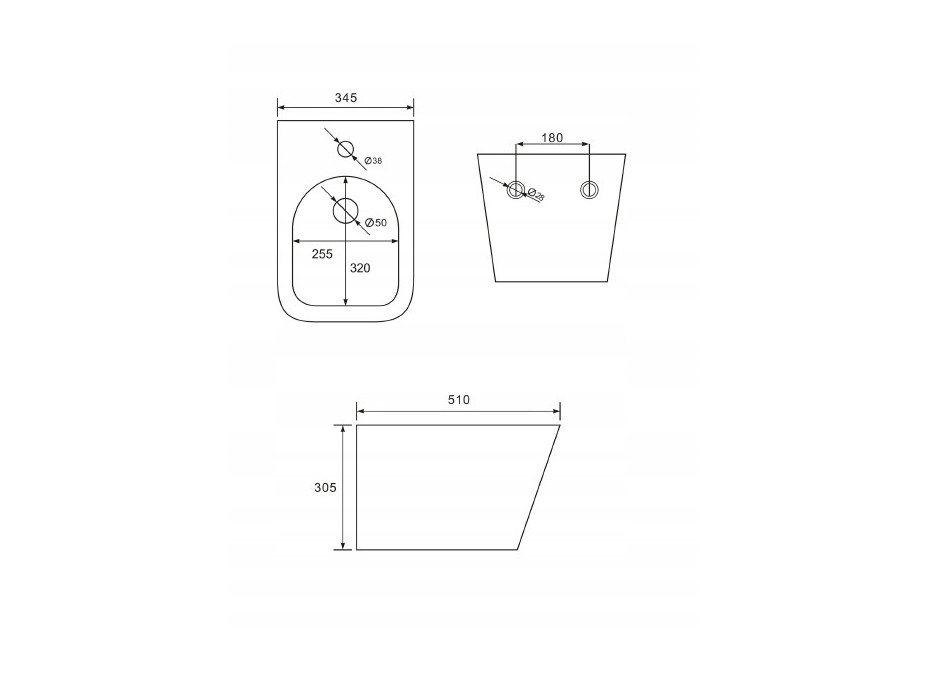 Závěsný bidet MEXEN TEO 51 cm - bílý, 35855100