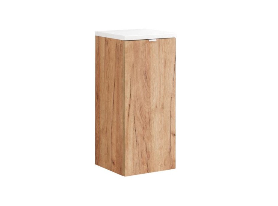 Koupelnová závěsná skříňka KAPA dub zlatý - nízká spodní s košem na prádlo