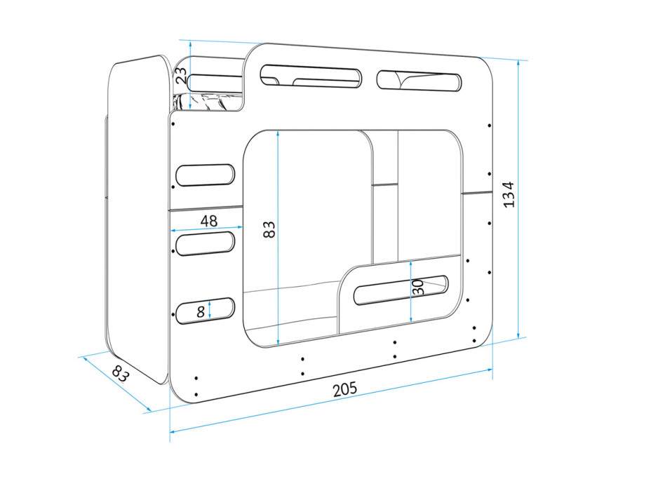 Dětská patrová postel MAXÍK 2 bílá - 200x80 cm