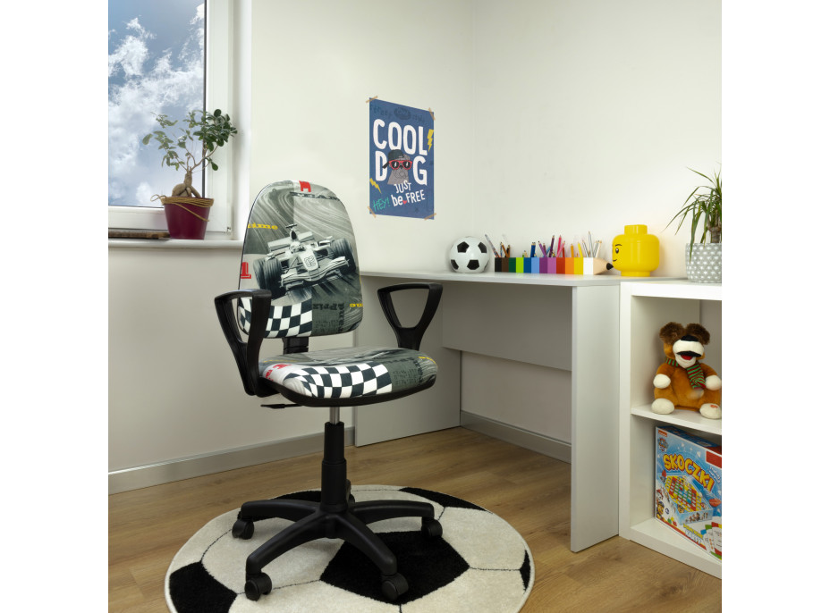 Dětská otočná židle BRANDON - FORMULE šedá