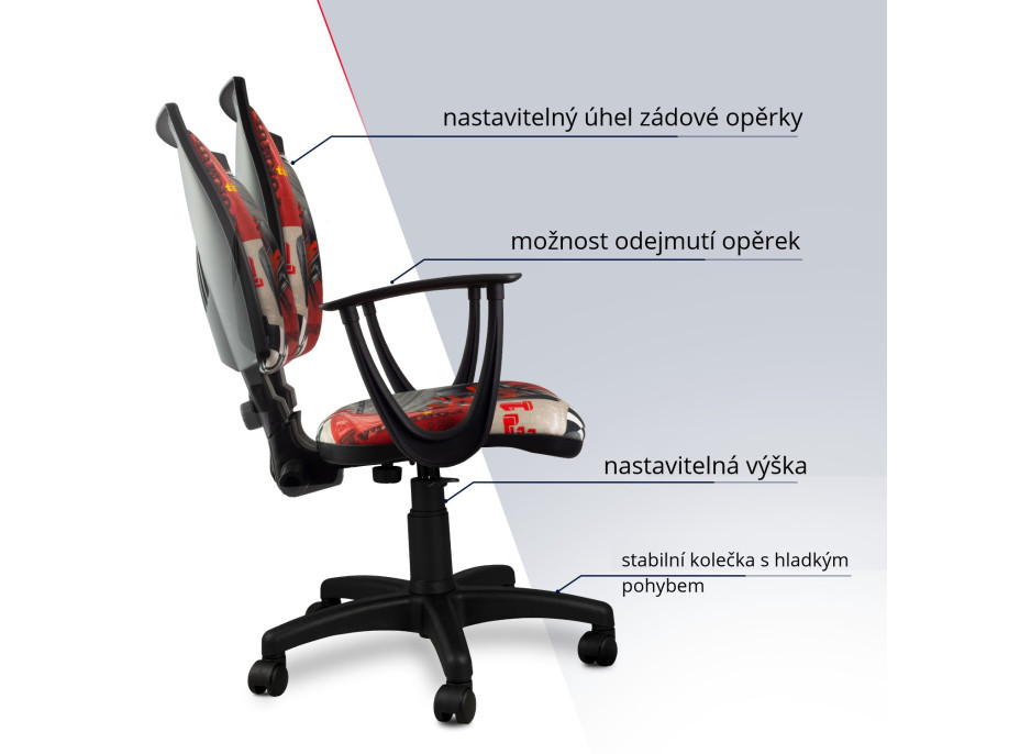 Dětská otočná židle SIMON - FORMULE červená