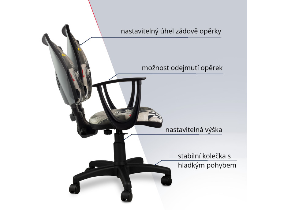 Dětská otočná židle SIMON - FORMULE šedá