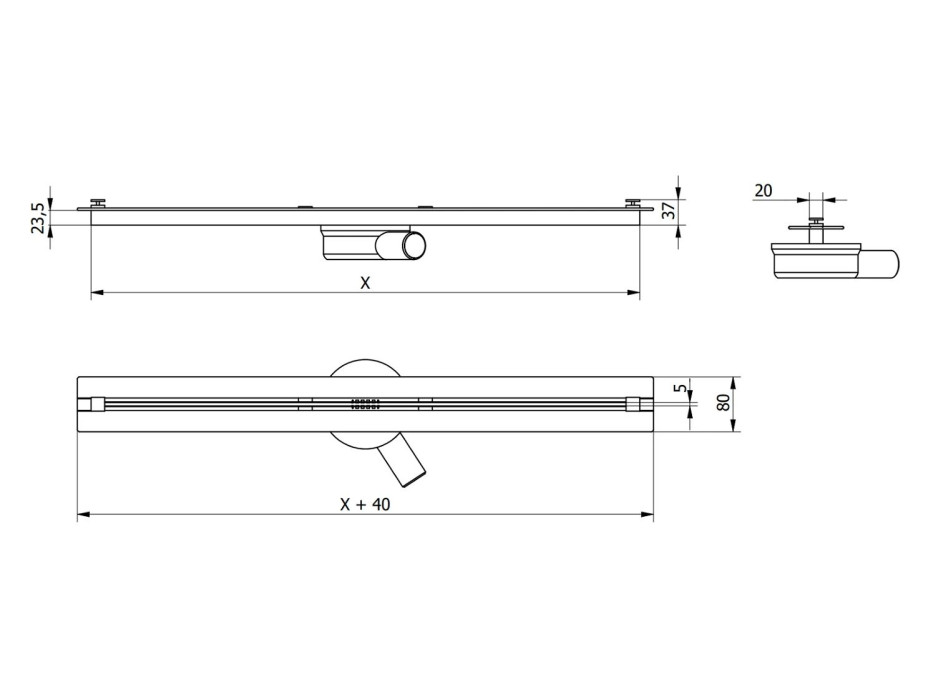 Sprchový žlab MAXMAX Mexen FLAT 360 SUPER SLIM - černý, 1751130