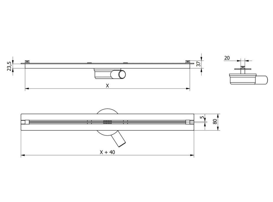 Sprchový žlab MAXMAX Mexen FLAT 360 SUPER SLIM, 1051140